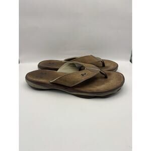 Under Armour Brown Leather Flip Flop Men Size 10
